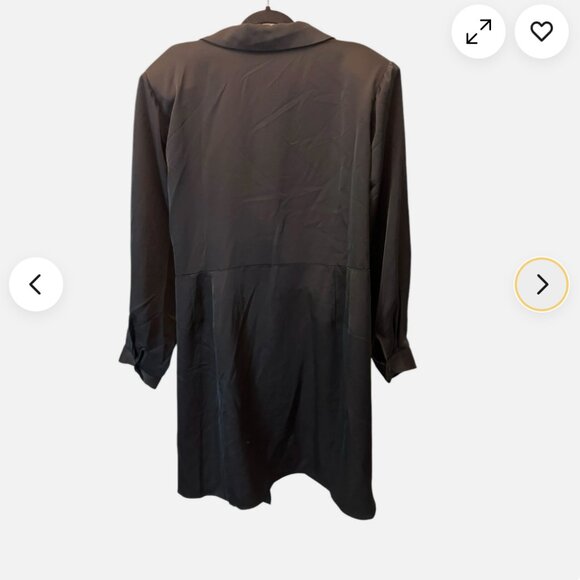 Eloquii Women's Plus 28 Black Satin Mini Wrap Dress Sexy Evening Classic - Picture 3 of 4